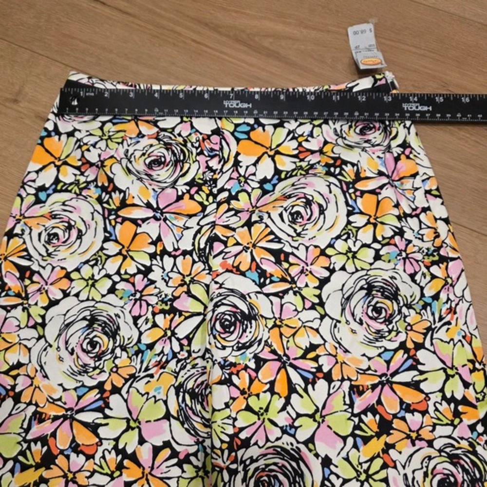 VTG Talbots Petites Pants Cropped Wide Leg Size 2P White Multi Color Floral NWT - Picture 7 of 10